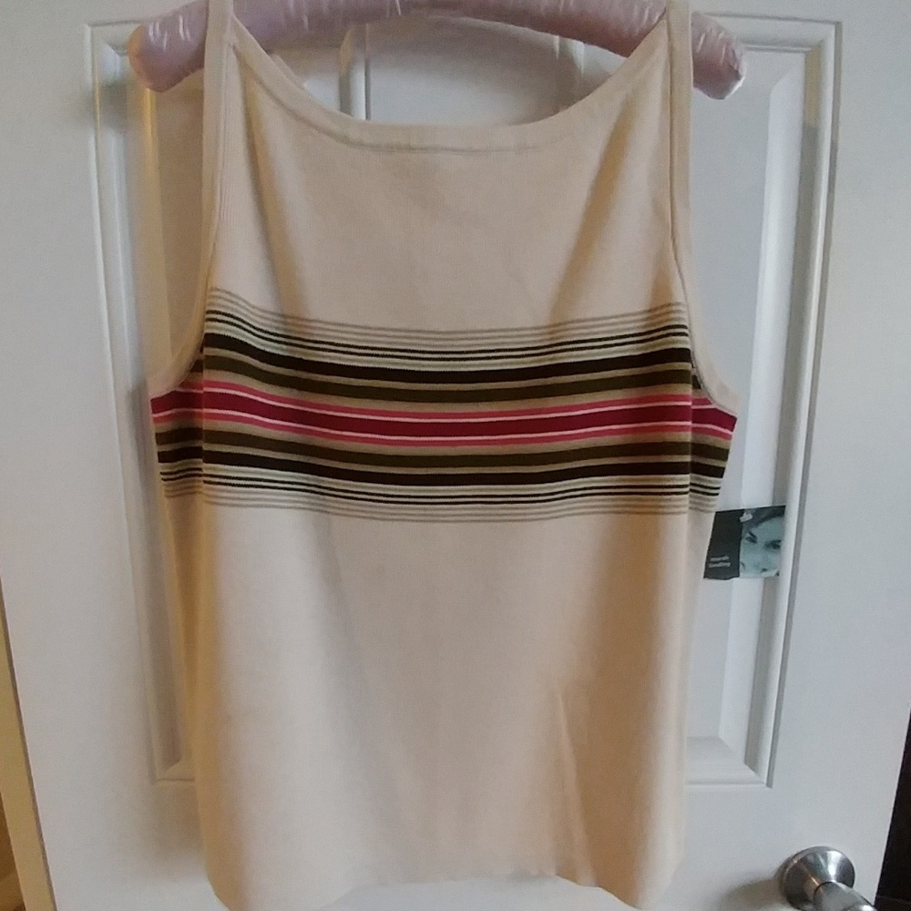 Marsh landing Sleeveless  L cream w multi stripes